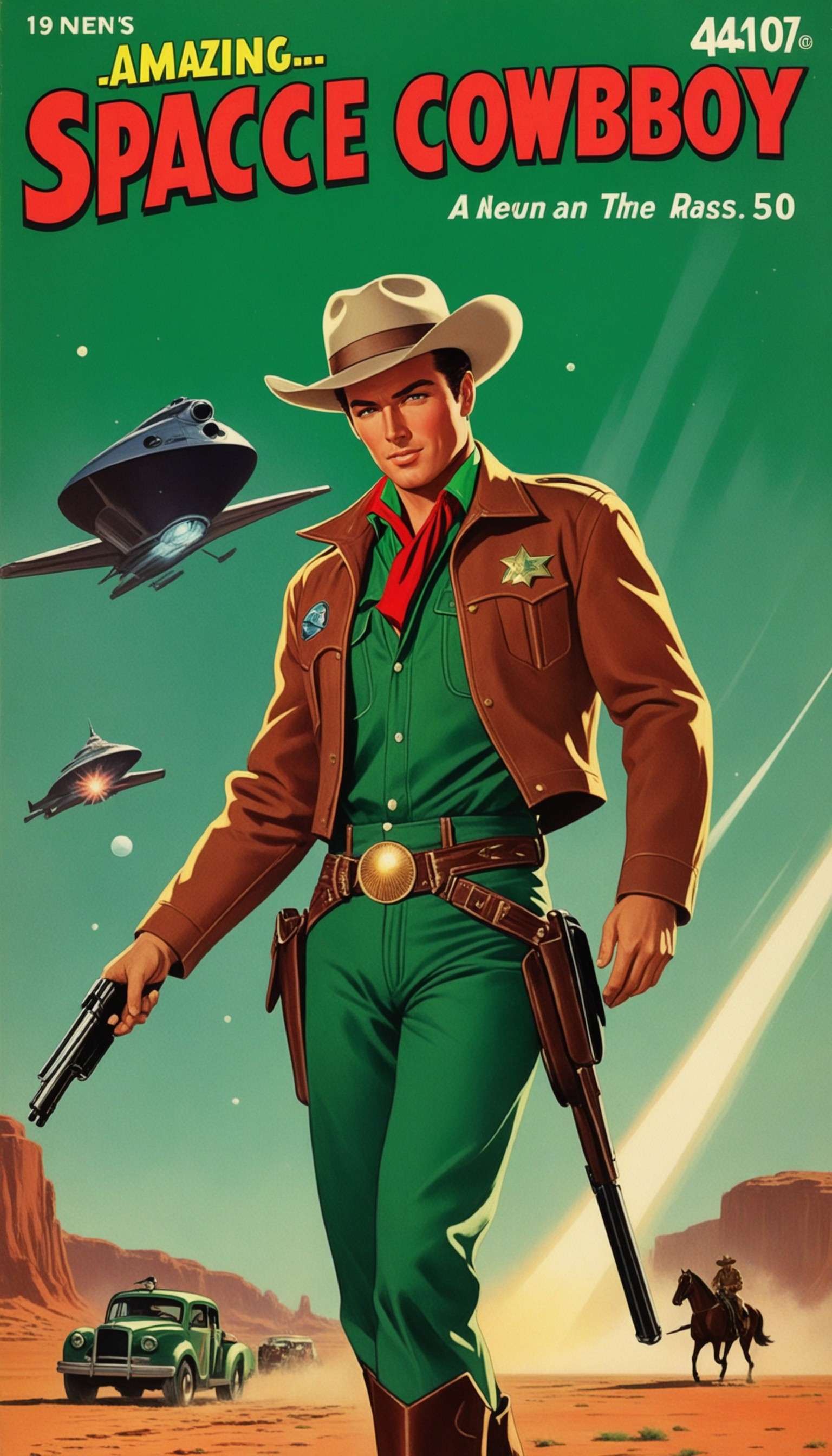 a cover for a comic book, a comic book cover about all space cowboy, 1 cowboy wearing a hat in the s XL 0.jpg